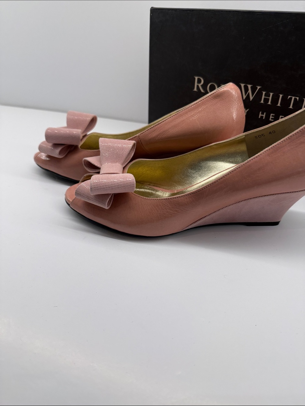 Ron White Bow-Accent Pink Wedge Heels for Women